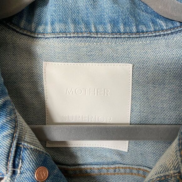 Mother The Drop It Drifter Denim Zebra Blue Jacket Oversized Size XL - Picture 8 of 9